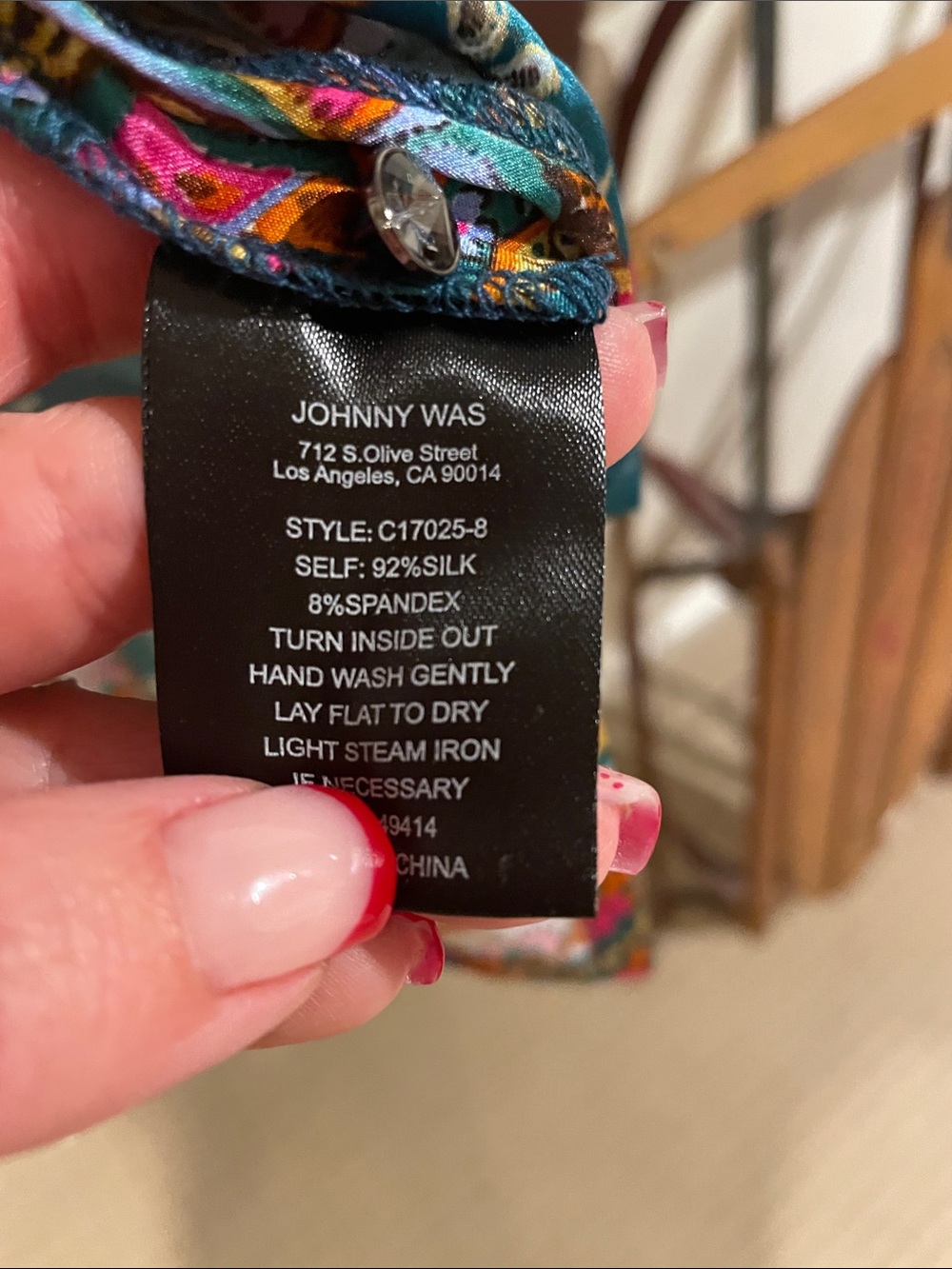 Johnny Was Teal Multi Paisley Patchwork Blouse - Picture 4 of 5